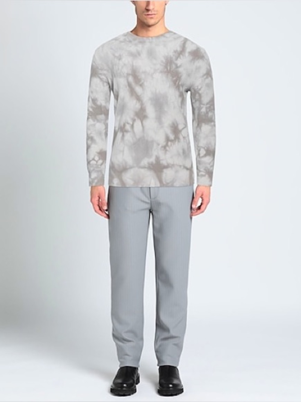 [PTP21.5”/L27”]Theory Men's Grey Tie-Dye Crewneck Cotton Sweatshirt